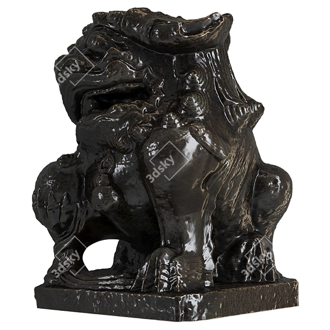 Regal Lion Sculpture 3D Model 3D model image 2