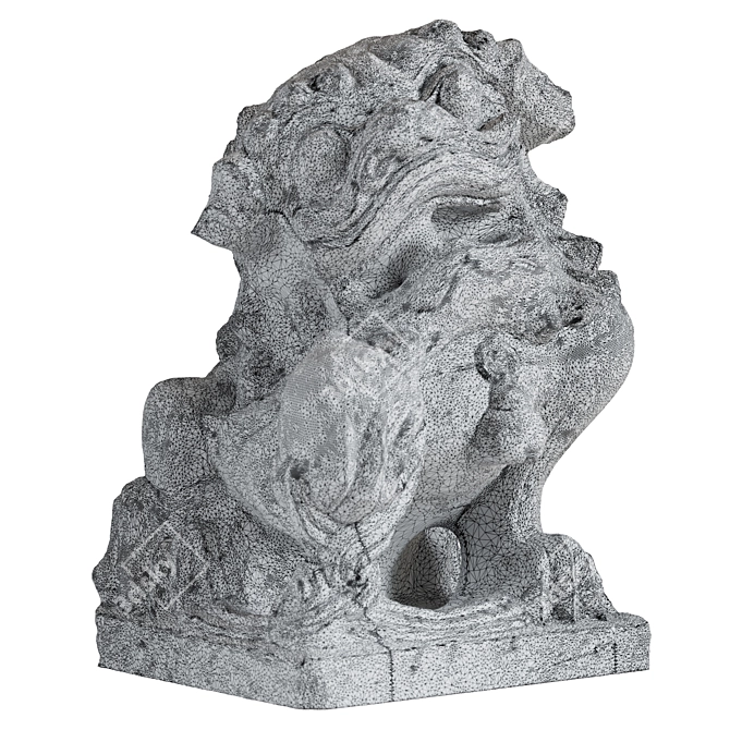 Regal Lion Sculpture 3D Model 3D model image 4