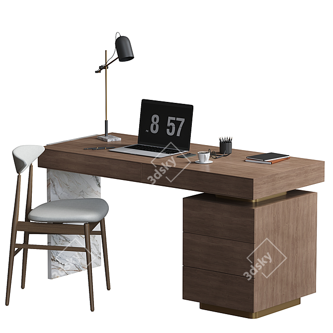 Modern 3D Office Desk Furniture 3D model image 4