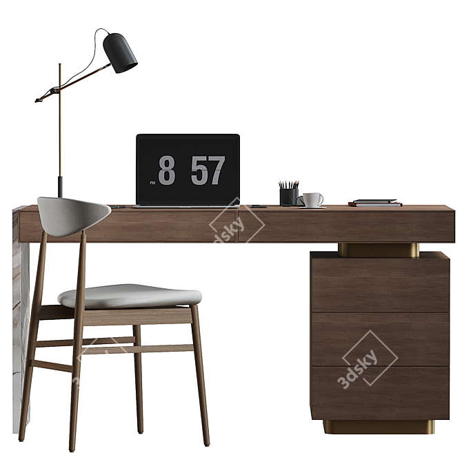 Modern 3D Office Desk Furniture 3D model image 5