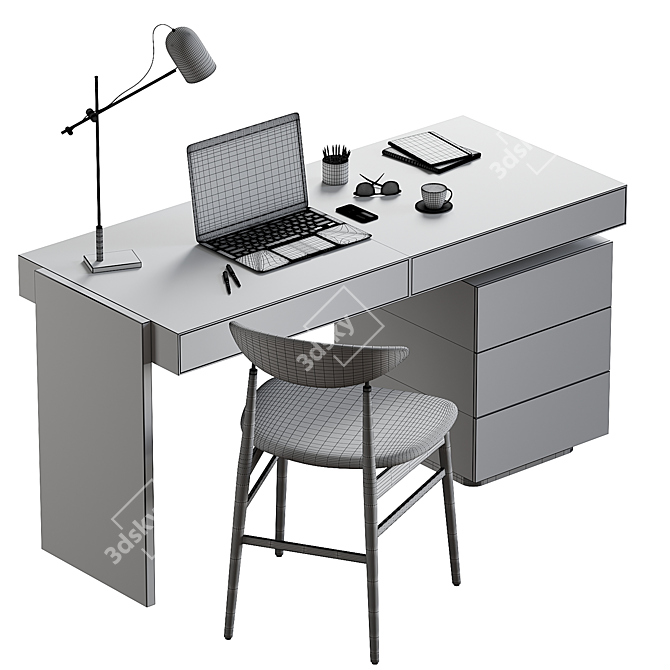 Modern 3D Office Desk Furniture 3D model image 6