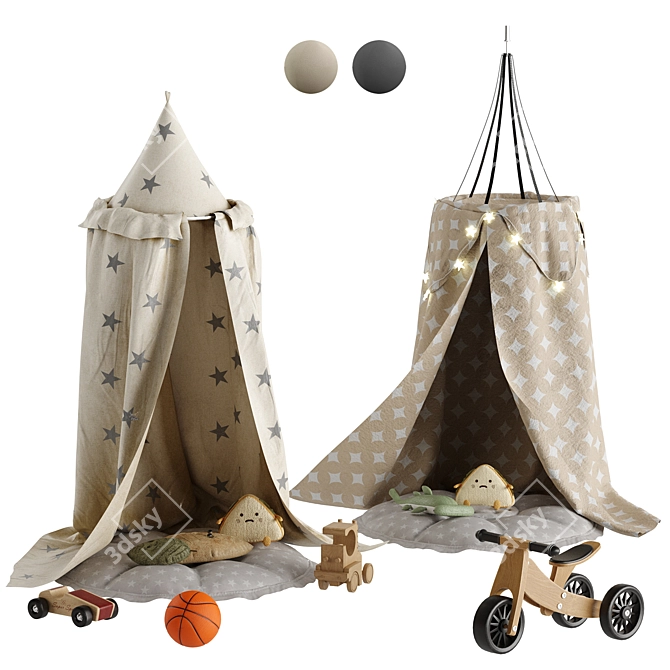 Kids Canopy Room Set with Toys 3D model image 1