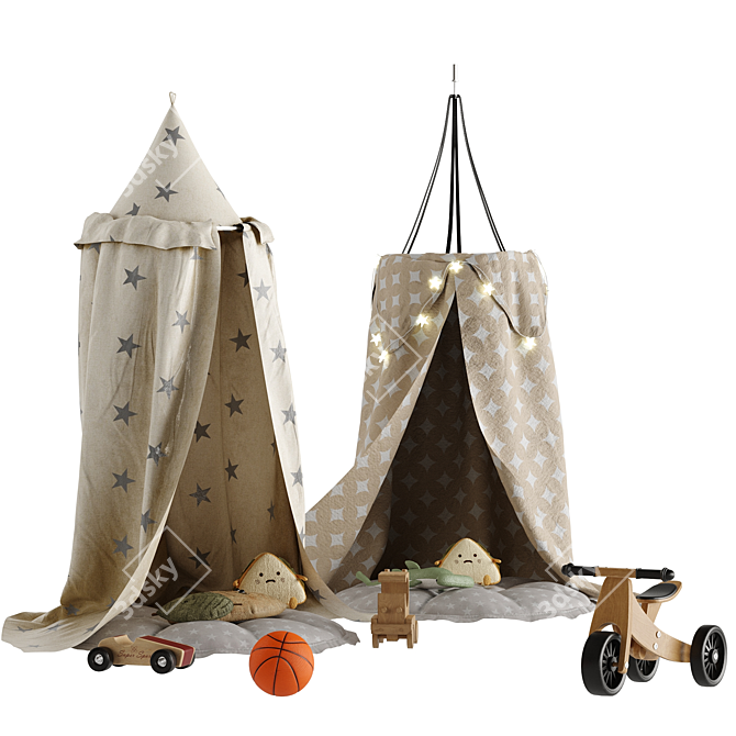 Kids Canopy Room Set with Toys 3D model image 4