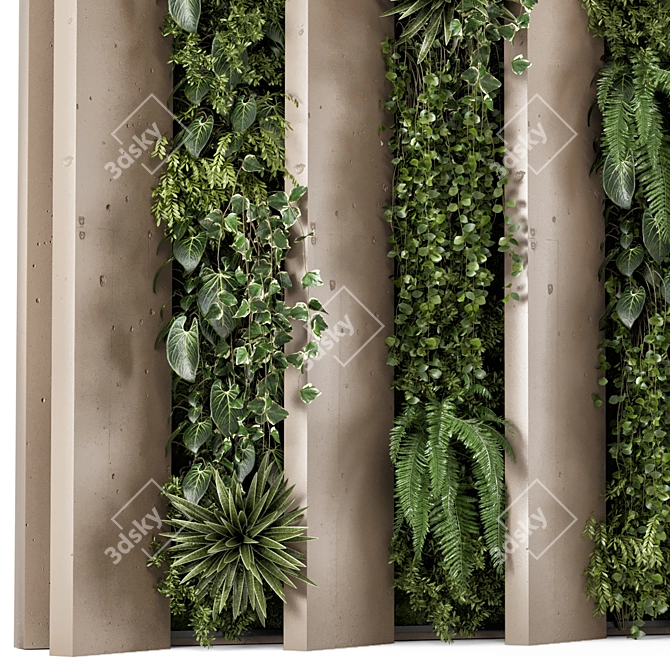 Modern Vertical Indoor Garden Set 3D model image 2