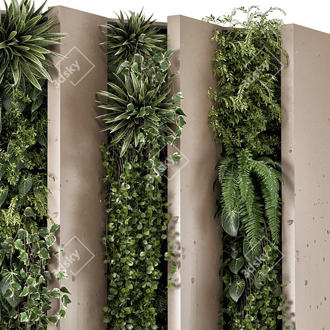 Modern Vertical Indoor Garden Set 3D model image 4