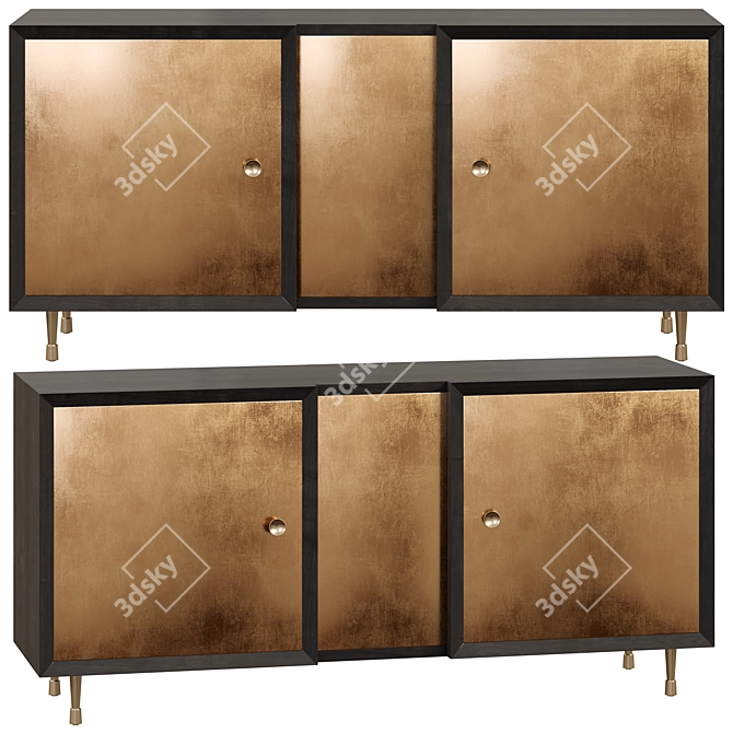 Arteriors Kilpatrick Short Cabinet - Ebony Gold Leaf 3D model image 1