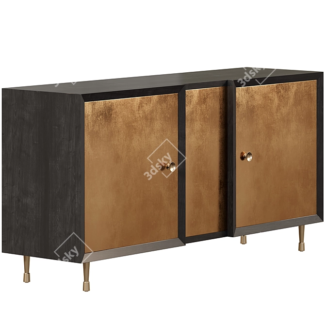 Arteriors Kilpatrick Short Cabinet - Ebony Gold Leaf 3D model image 2