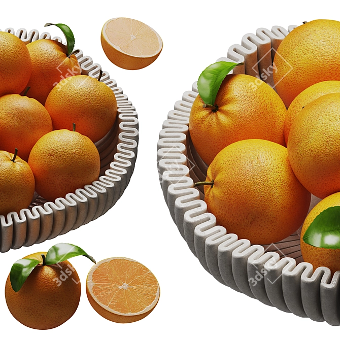 Minimalist Orange Bowl Sculpture 3D model image 2