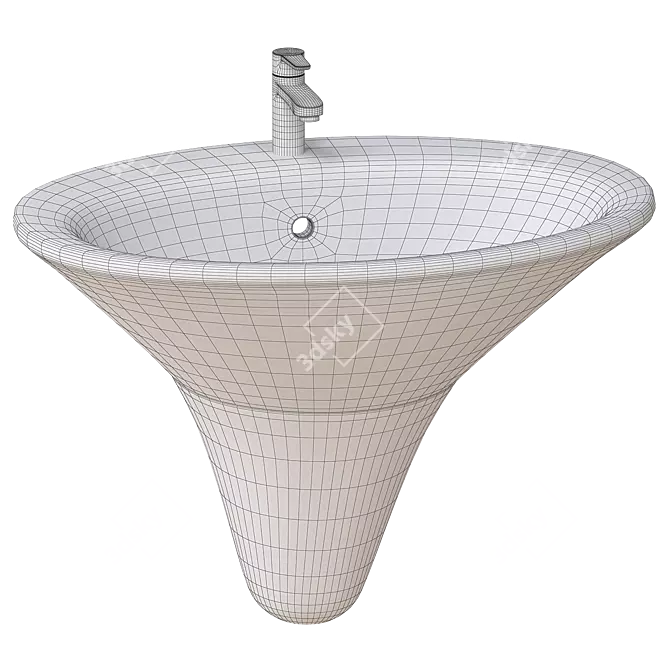 Contemporary Wall-Mounted Sink YR37 3D model image 2