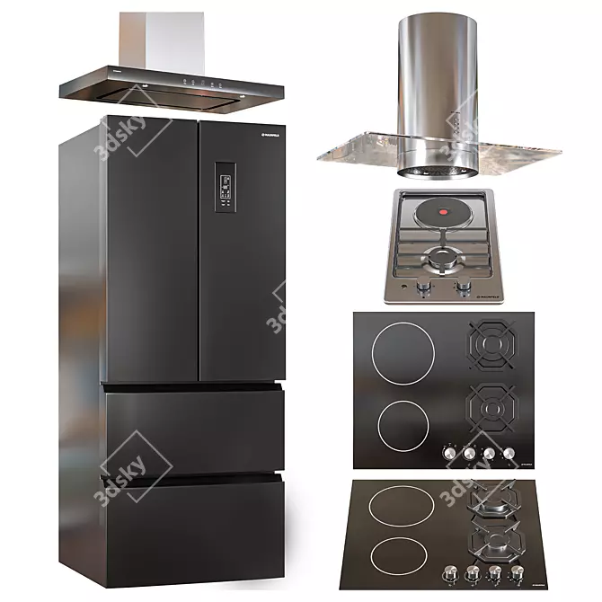 Modern Black Maunfeld Appliance Bundle 3D model image 1