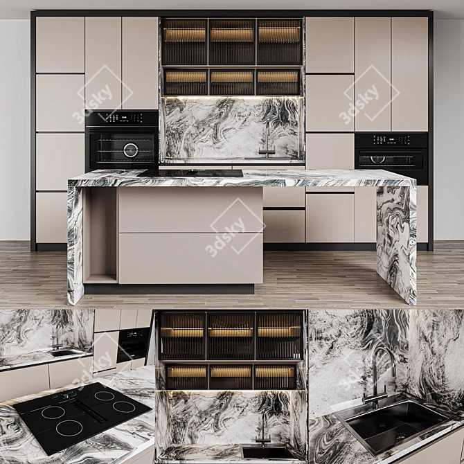 Sleek Modern Kitchen Design Set 3D model image 1