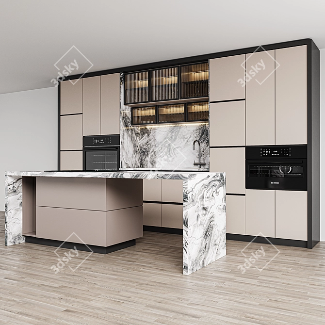 Sleek Modern Kitchen Design Set 3D model image 2