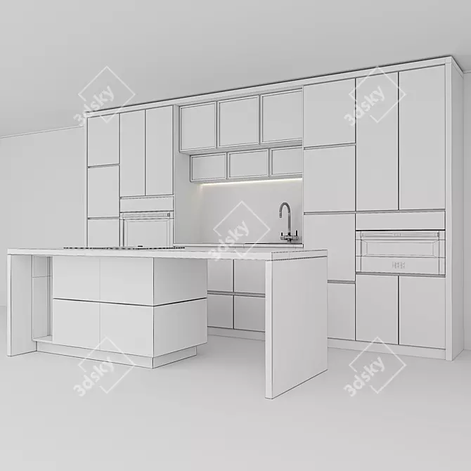 Sleek Modern Kitchen Design Set 3D model image 3