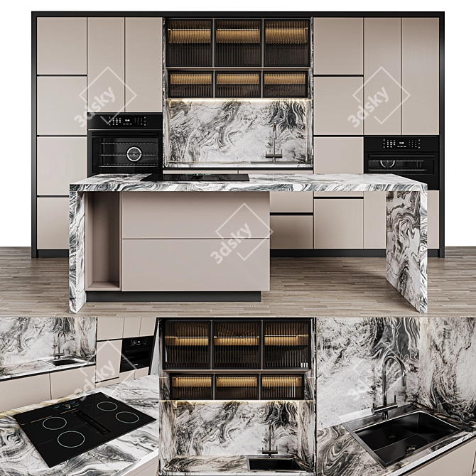 Sleek Modern Kitchen Design Set 3D model image 4