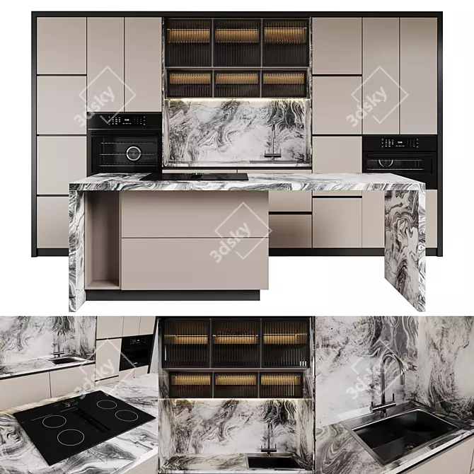 Sleek Modern Kitchen Design Set 3D model image 7