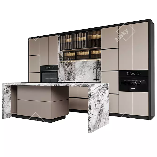 Sleek Modern Kitchen Design Set 3D model image 8