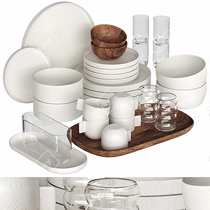 Eggshell Effect Ceramic & Glassware 3D model image 1