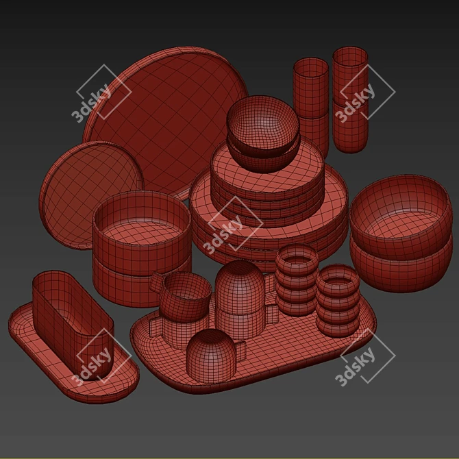 Eggshell Effect Ceramic & Glassware 3D model image 5