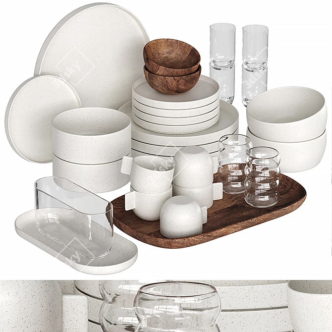 Eggshell Effect Ceramic & Glassware 3D model image 6