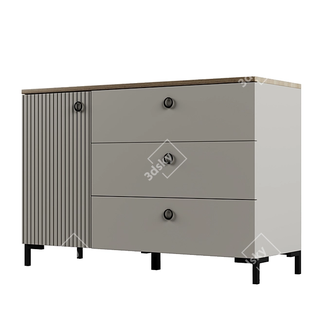 Zima One-Door Chest with Drawers 3D model image 3