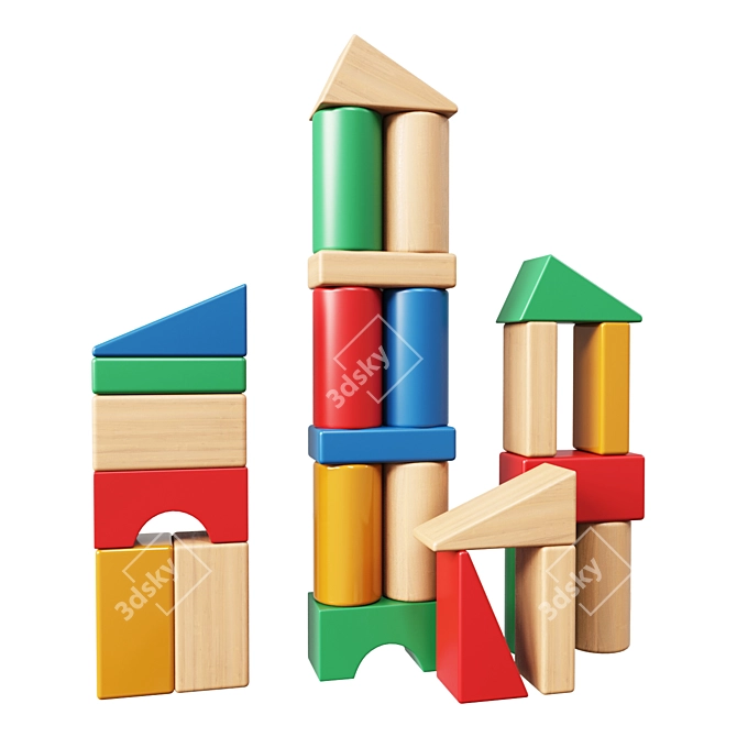 Underhålla Wooden Building Blocks Set 3D model image 2