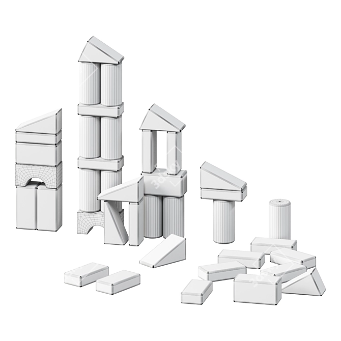 Underhålla Wooden Building Blocks Set 3D model image 4