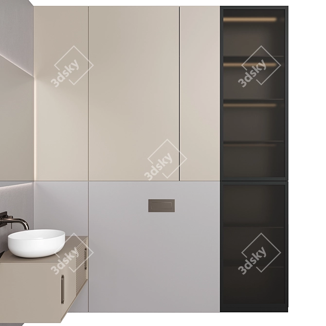 Modern Bathroom Vanity Set 3D model image 2