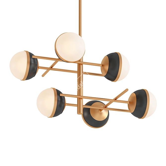 Modern Brushed Gold Chandelier 3D model image 1