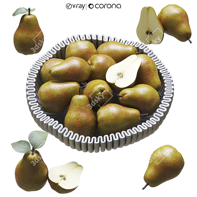 Modern Pear Bowl Sculpture Home 3D model image 1