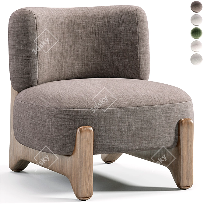 Tobo 2020 Armchair in Cotton 3D model image 2