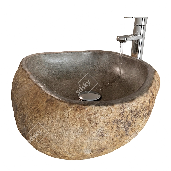 Handcrafted Stone Sink Artistry 3D model image 1