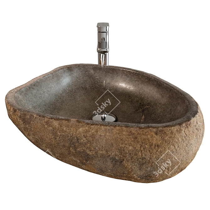 Handcrafted Stone Sink Artistry 3D model image 2