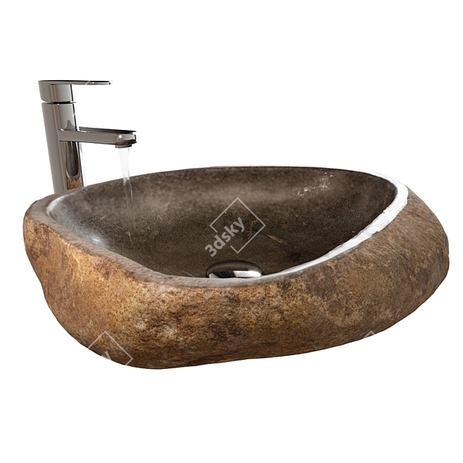 Handcrafted Stone Sink Artistry 3D model image 3