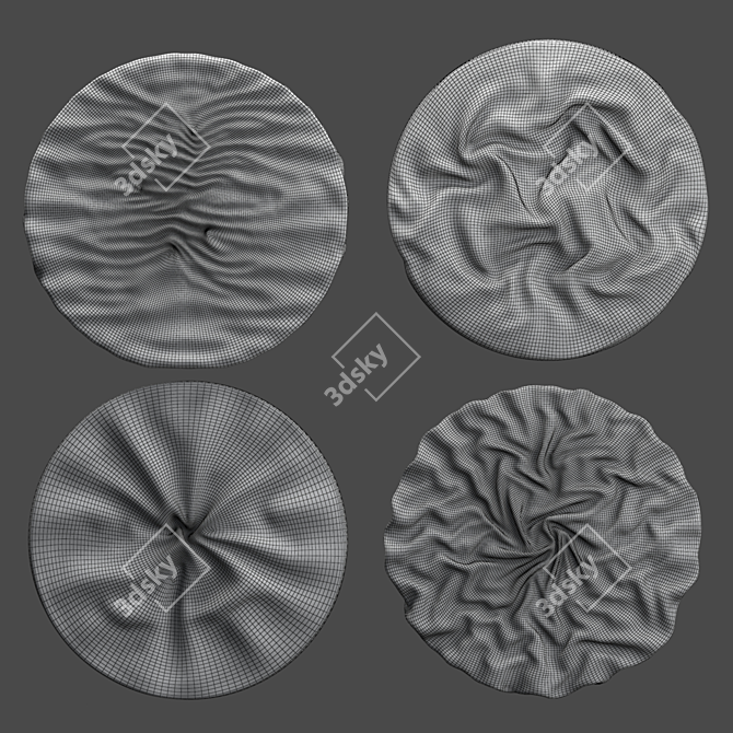 Fabric Fold Relief Sculpture Set 3D model image 7