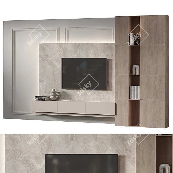 Modern TV Wall Set 12 3D model image 1