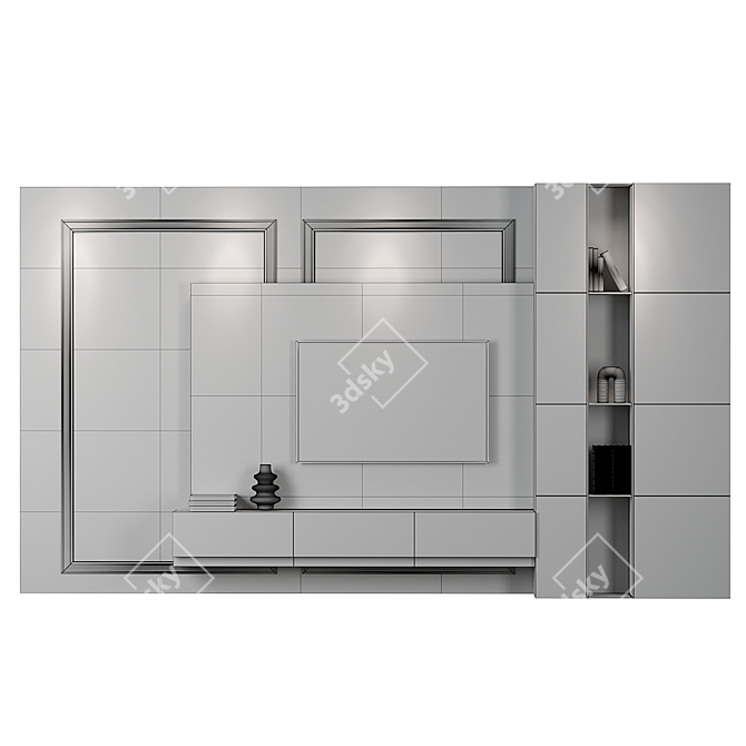 Modern TV Wall Set 12 3D model image 3