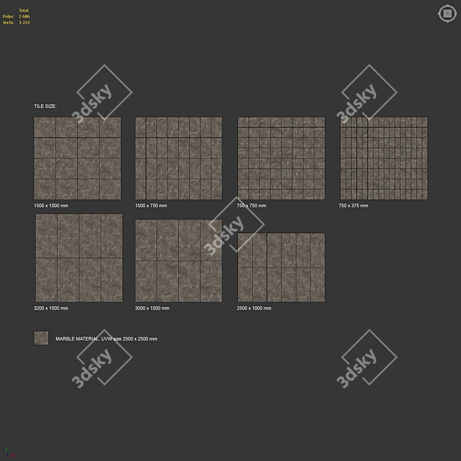 Luxury Marble Tiles Collection 3D model image 6