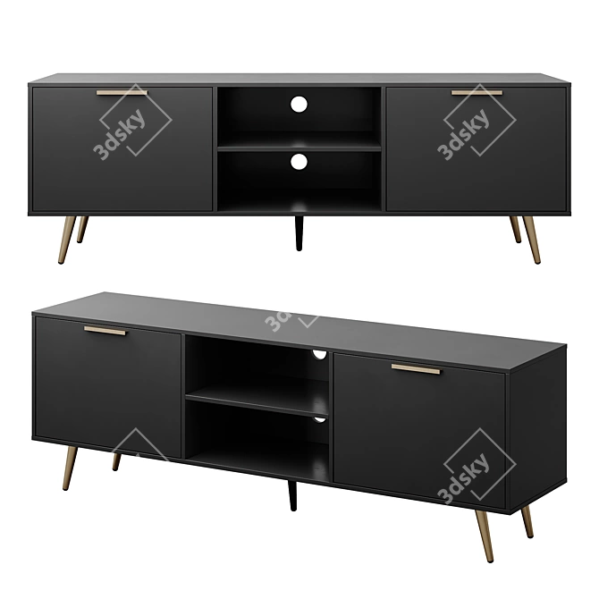 INDIO Black & Gold TV Cabinet 3D model image 1