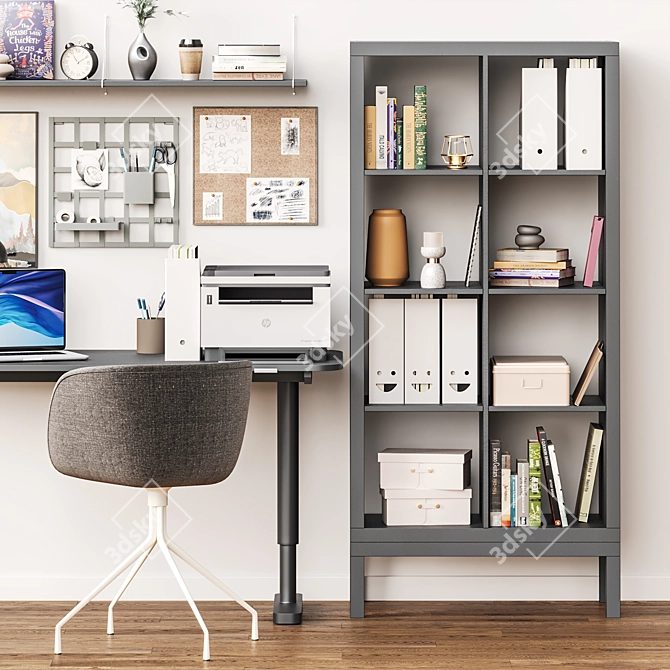 Streamlined Home Office Setup 3D model image 2