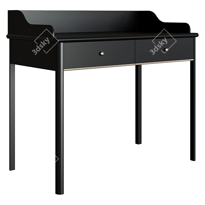 Title: Black Solid Wood Vanity Table 3D model image 1