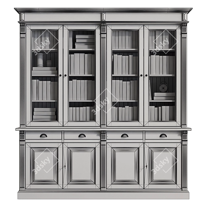 French Provincial Bookcases Set 3D model image 5