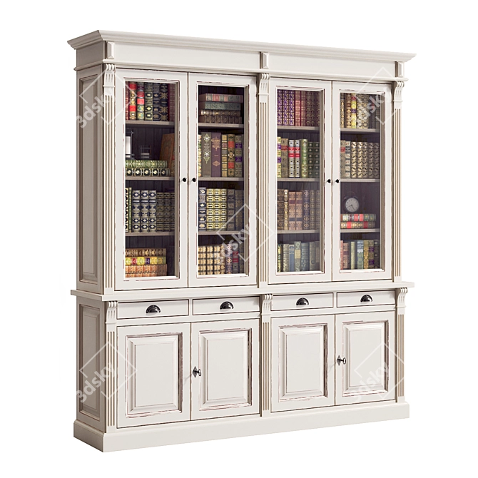 French Provincial Bookcases Set 3D model image 9