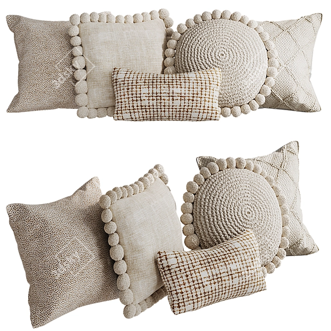 Pom-Pom Cushion Set 3D model image 1