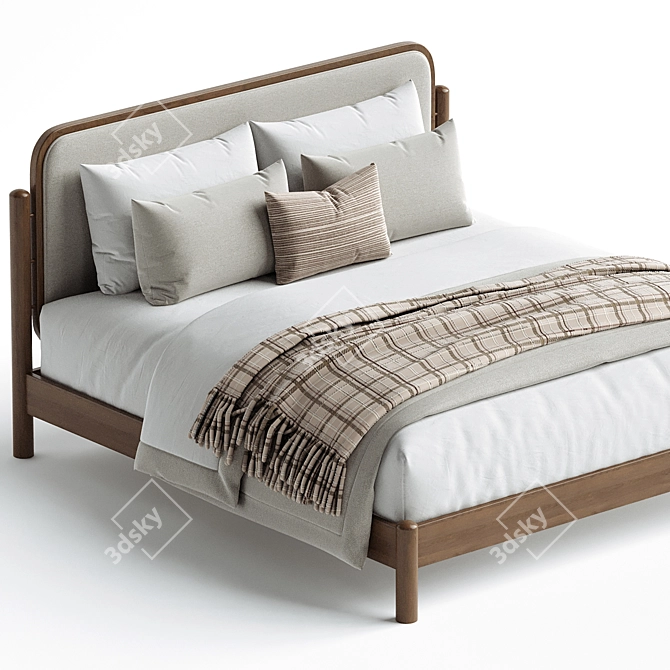 Sleek Smoked Oak Bed Frame 3D model image 2