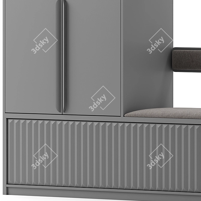 Modern Gray Wood Entryway Set 3D model image 5