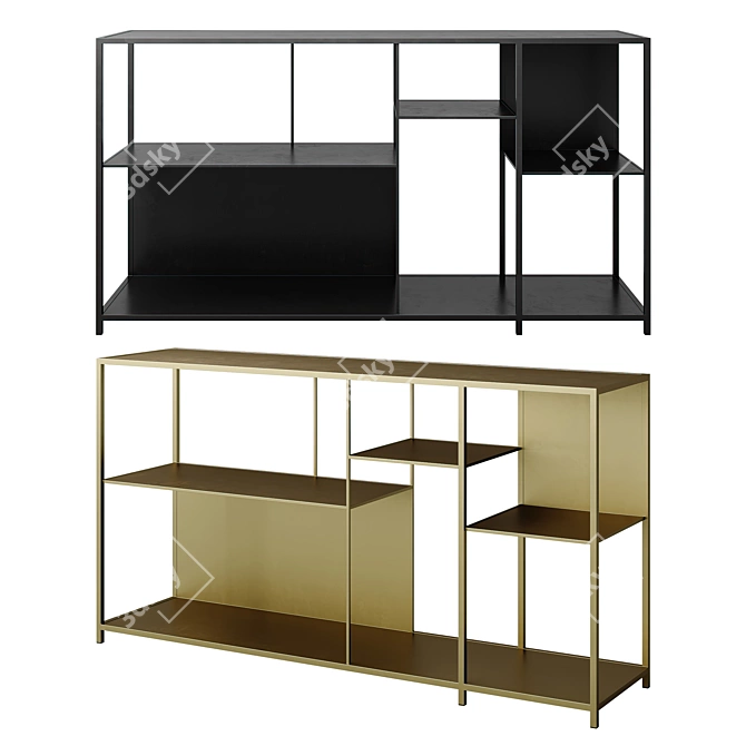 Brass Metal Low Shelf Simple 3D model image 1