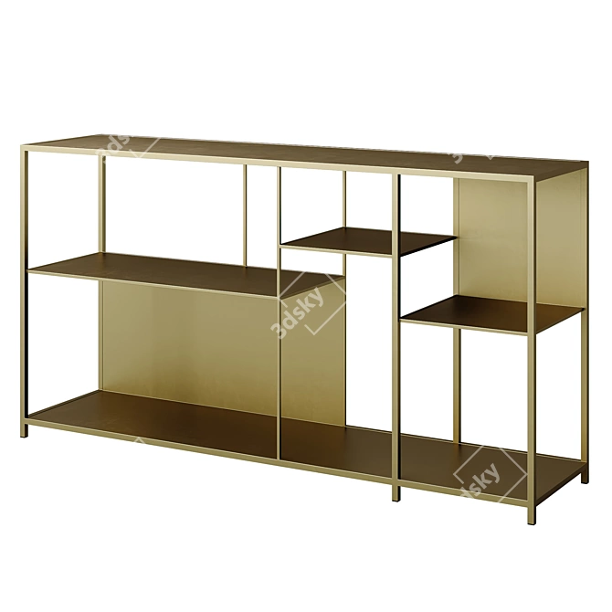 Brass Metal Low Shelf Simple 3D model image 5