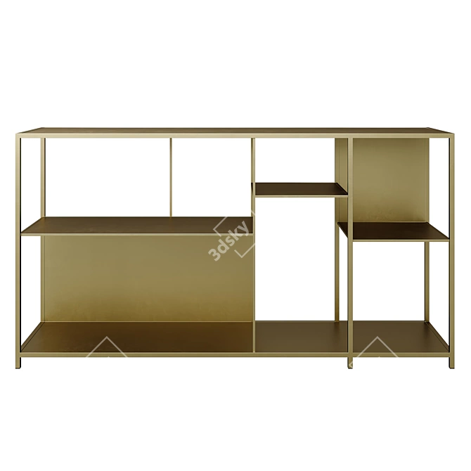 Brass Metal Low Shelf Simple 3D model image 6