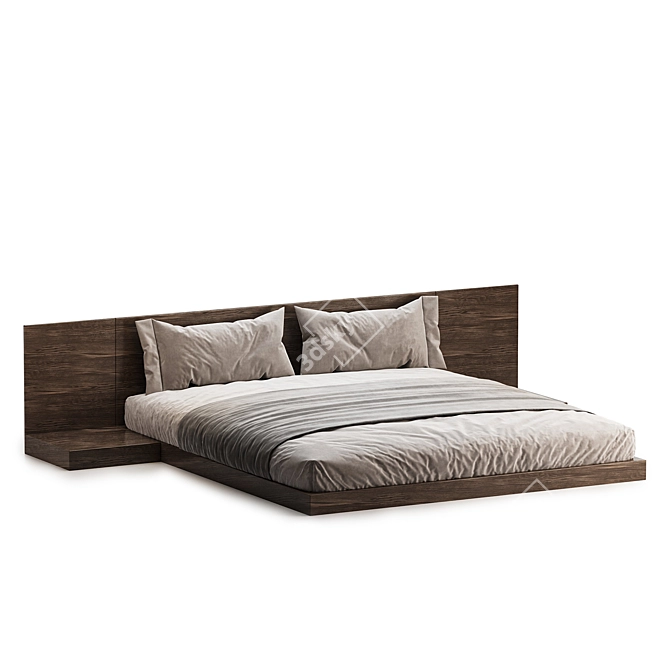 Modern Wood Bed Platform 2015 3D model image 3