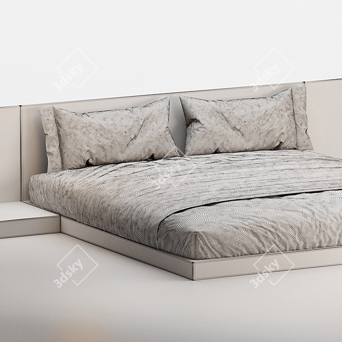 Modern Wood Bed Platform 2015 3D model image 4